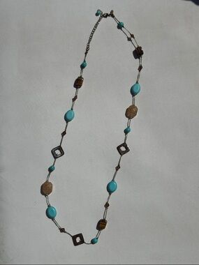 Premier Designs Faux Turquoise Tiger's Eye Beaded Necklace